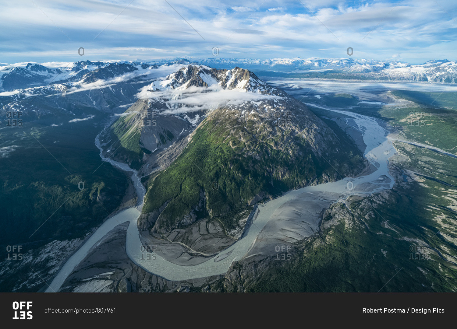 Aerial view of the glaciers and mountains of Kluane National Park and Reserve, near Haines Junction; Yukon, Canada