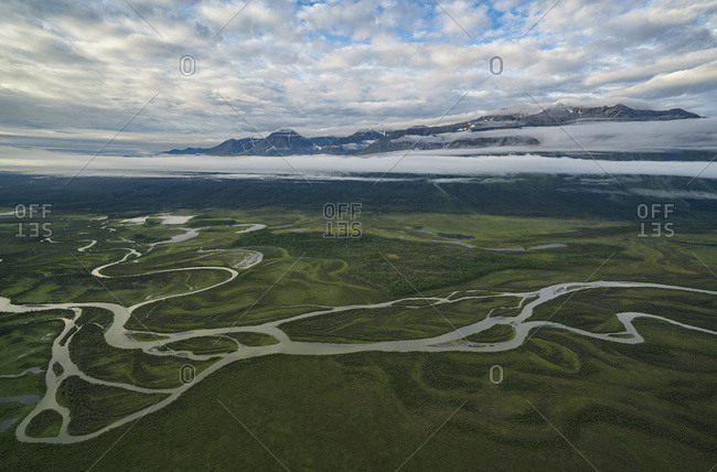 Mountains and Dezadeash River, Kluane National Park and Reserve, near Haines Junction; Yukon, Canada