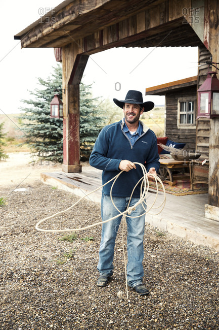 USA, Nevada, Wells, - September 21, 2014:  guests can take advantage of Roping Lessons during their stay at Mustang Monument, A sustainable luxury eco friendly resort and preserve for wild horses, Saving America's Mustangs Foundation