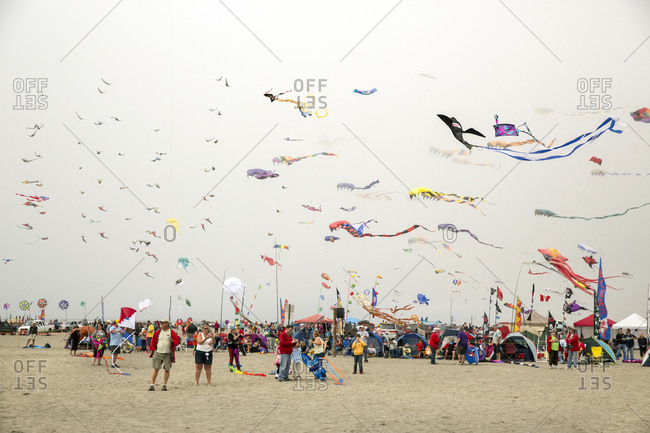 USA, Washington State, Long Beach Peninsula, - August 23, 2014: International Kite Festival, one of the mass kite ascensions