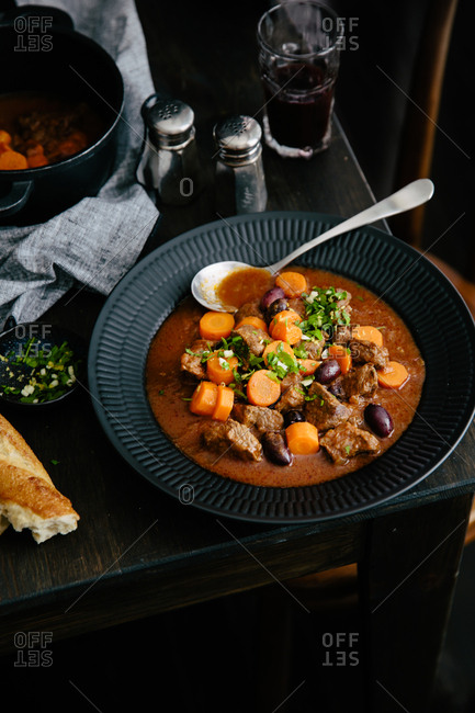 Large bowl of beef stew