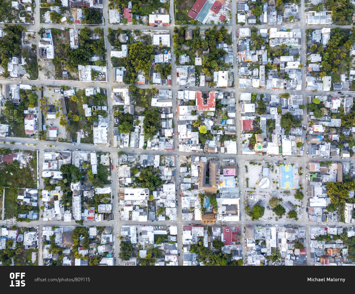 A small city in Mexico seen from directly above, Island Holbox, Mexico
