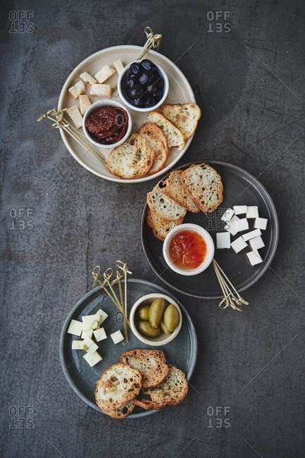 Various snacks for wine