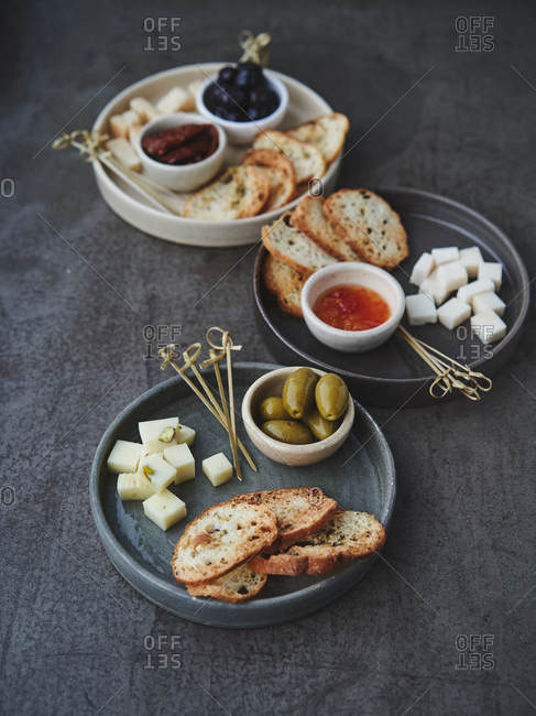 Various wine appetizers