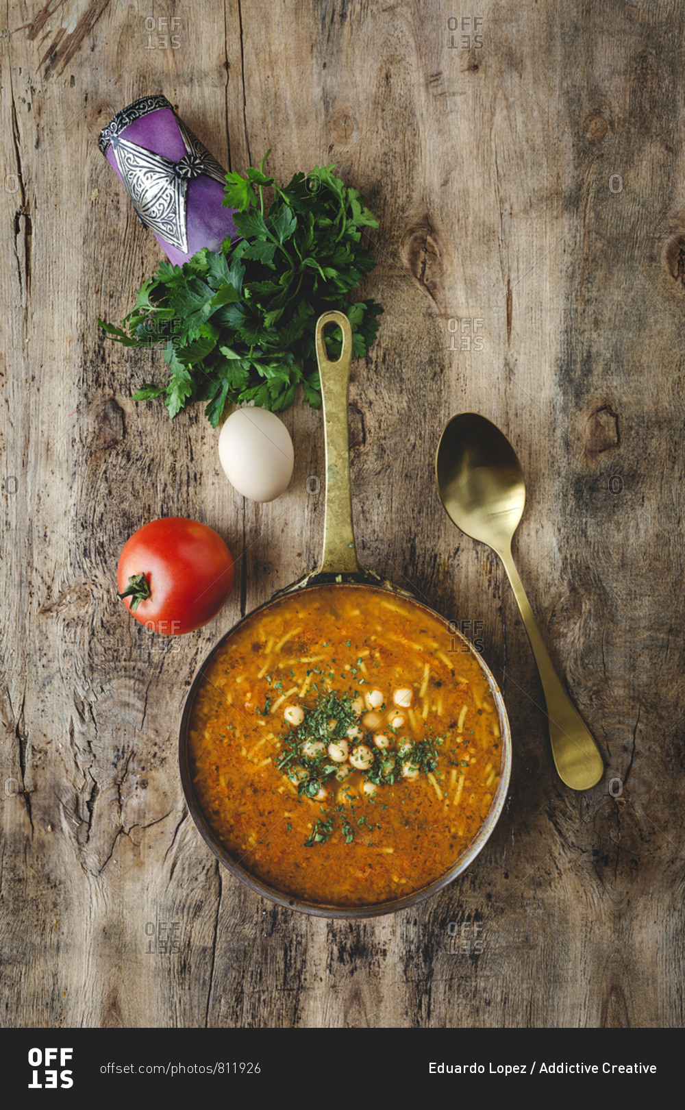 Traditional Harira soup for Ramadan. Halal. Eid. Muslim Homemade. From