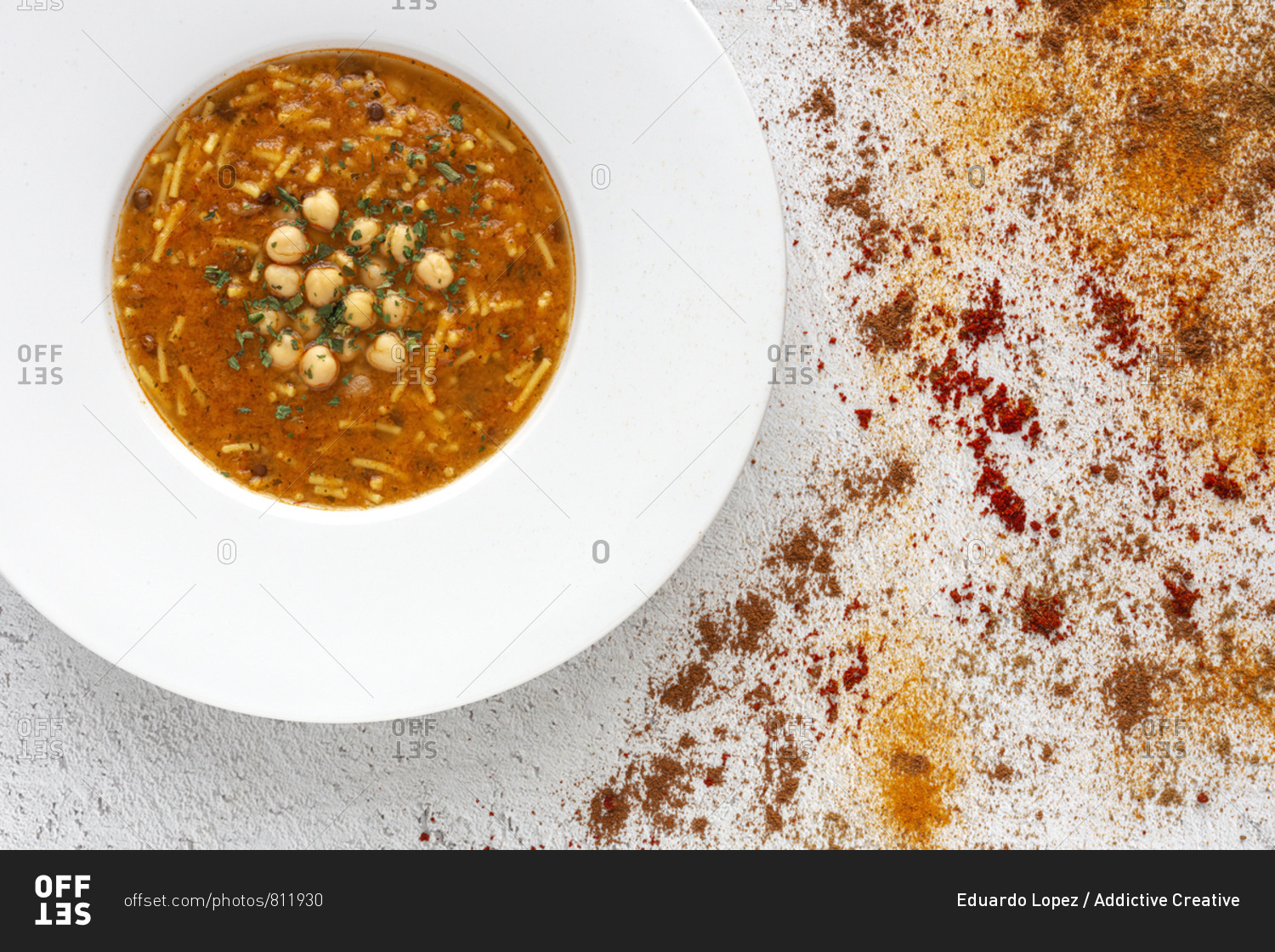 Traditional Harira soup for Ramadan. Halal. Eid. Muslim Homemade. From
