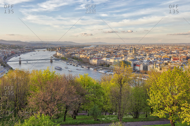 Cityscape with Chain bridge over Danube river, Budapest, Hungary