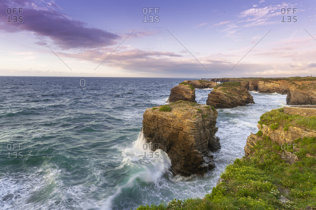 Spain, Galicia, Lugo, Ribadeo, Beach of the Cathedrals, overview