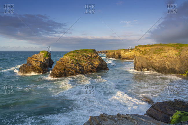 Spain, Galicia, Lugo, Ribadeo, Beach of the Cathedrals, overview