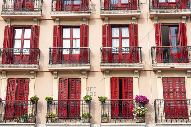 Spain, Cantabria, Castro-Urdiales, old town, close-up of typical facade