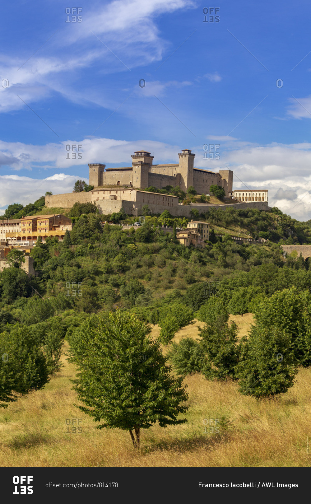 Italy, Umbria, Perugia district, Spoleto, Rocca Albornoz stock photo ...