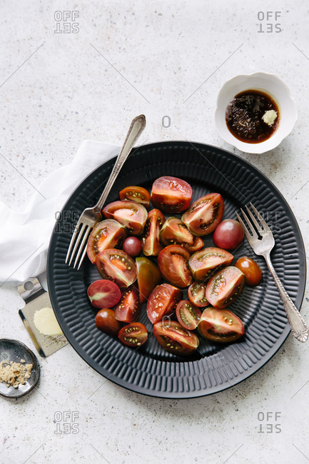 Tomato salad with soy sauce dressing