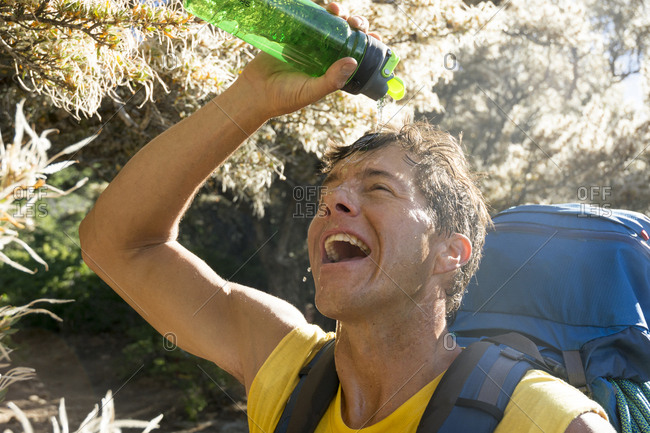 A man hiking above Salt Lake City,  Utah.