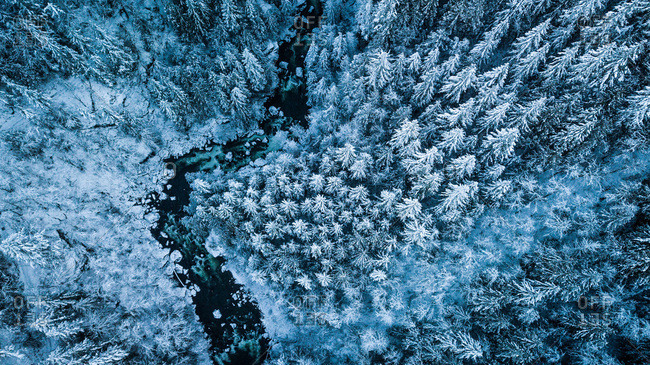 Winter river aerial photography - Offset