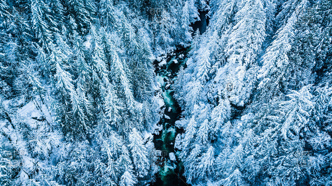 Winter river aerial photography - Offset