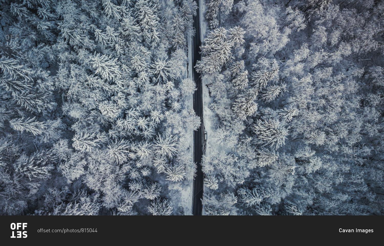 Winter road aerial photography