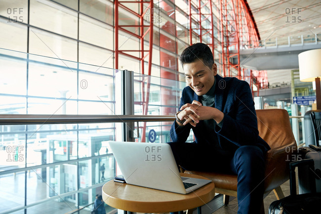 Business Man In Airport Lounge Stock Photos Offset