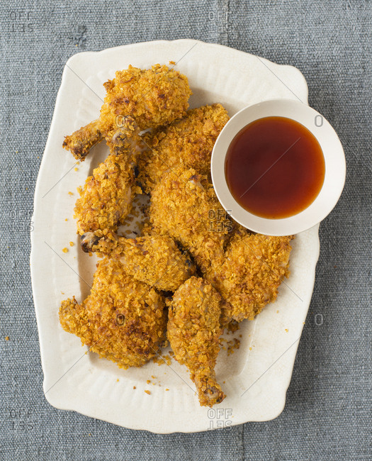Fried chicken with corn flake crust