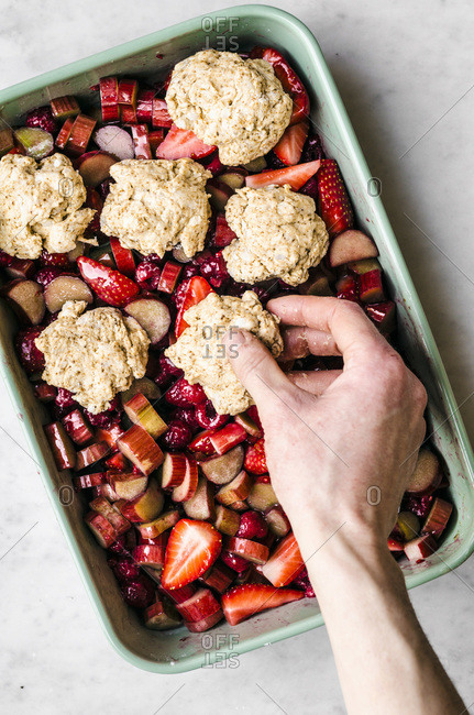 Vegan Rhubarb Berry Cobbler