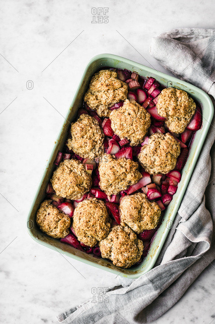 Vegan Rhubarb Berry Cobbler