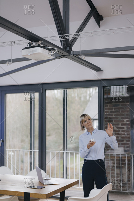 Successful businesswoman holding a presentation