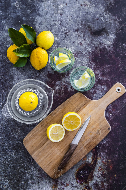Glasses of homemade lemonade