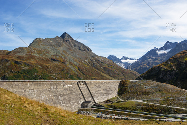 Austria- Vorarlberg- Bielerhoehe- Silvretta Reservoir dam wall