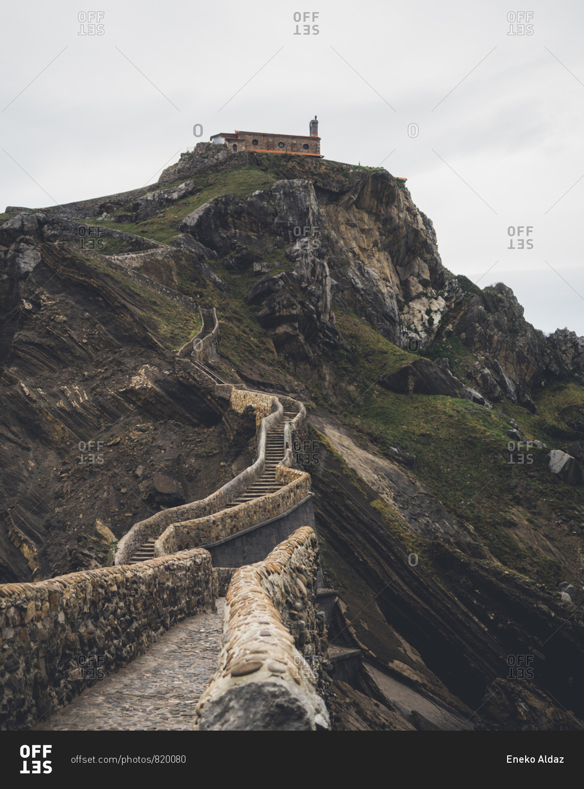 Famous stairs of San Juan de Gaztelugatxe in Basque Country film scenery