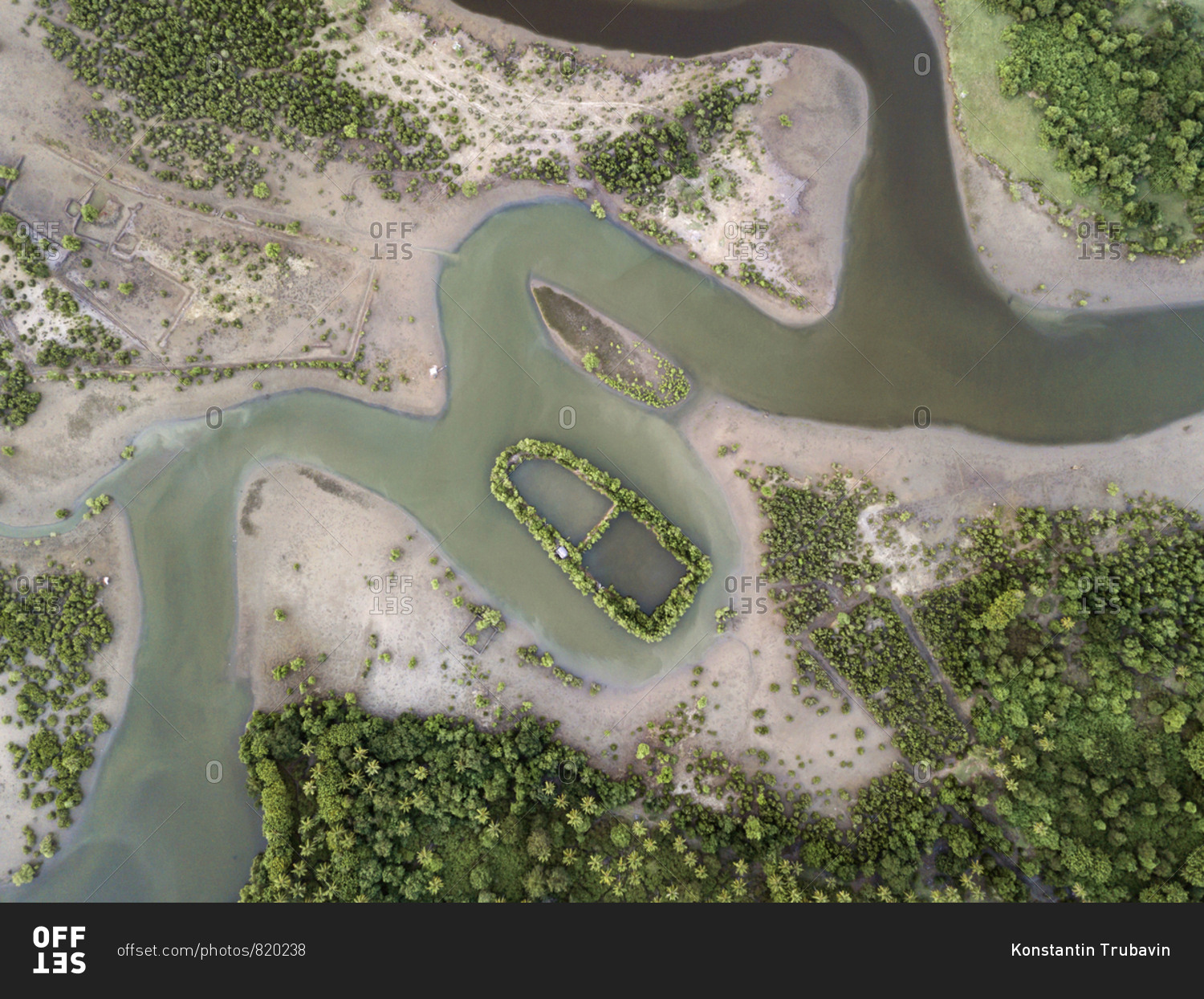 Aerial view of a tropical river, Sumbawa, Indonesia