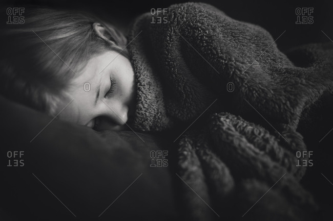 sick girl taking a nap