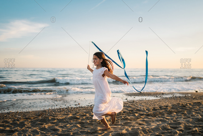 little white dress by the shore