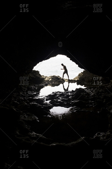 Man in a cove in Barbados