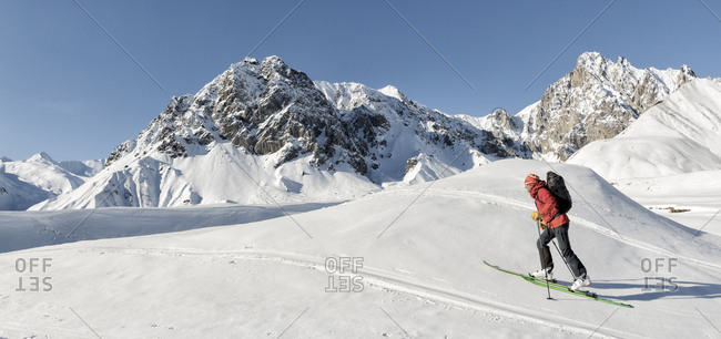 Georgia- Caucasus- Gudauri- man on a ski tour