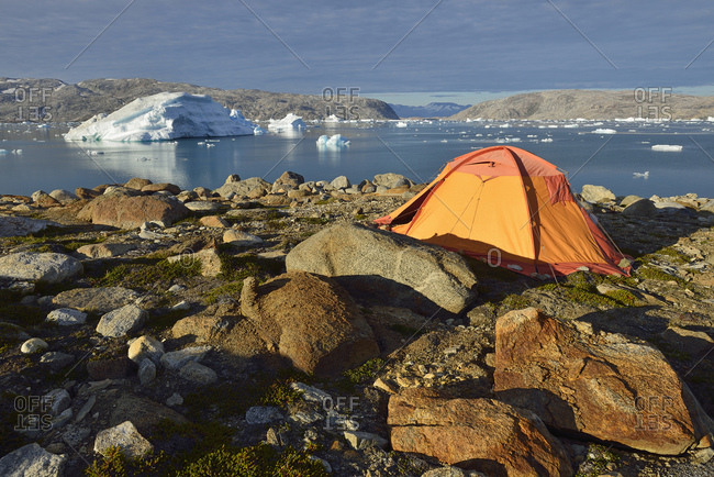 Greenland- East Greenland- Sermilik Fjord- Johan Petersens Fjord- tent