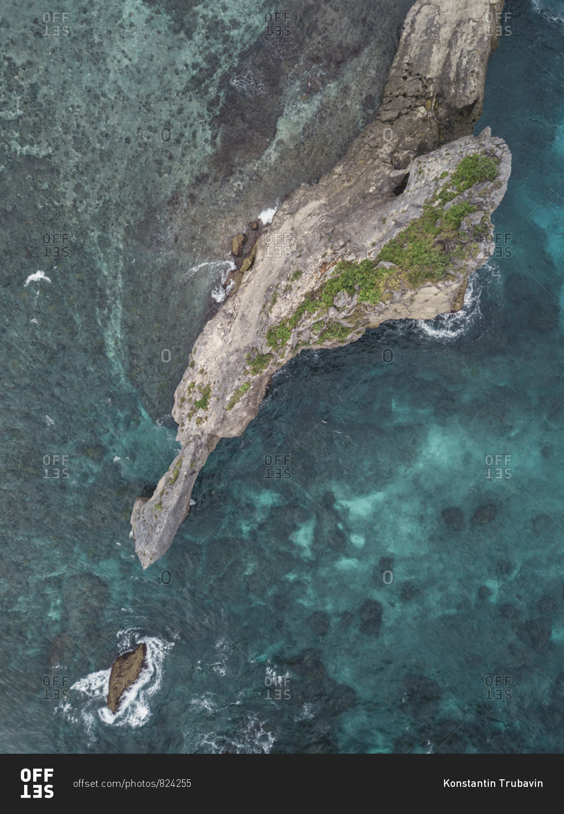 Aerial view of rock  formation near Atuh beach Nusa Penida 