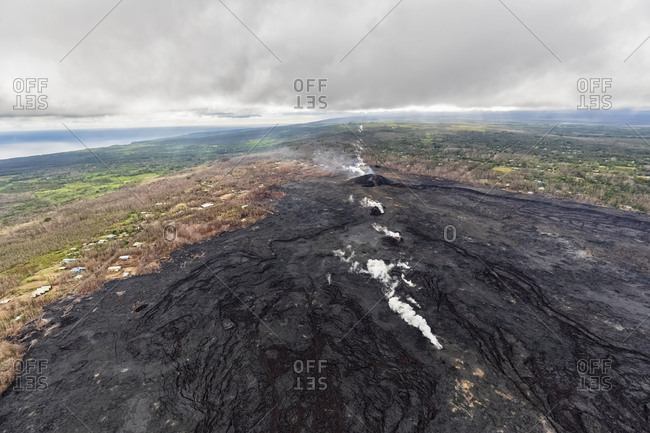 USA- Hawaii- Big Island- aerial view of the impacts of the volcanic eruption in 2018