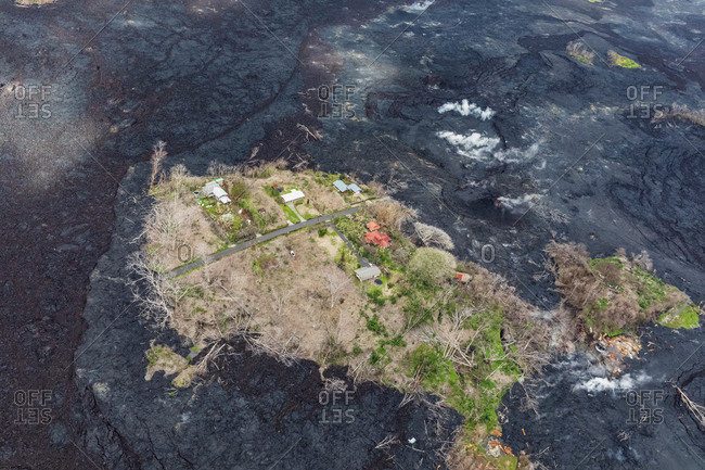 USA- Hawaii- Big Island- aerial view of the impacts of the volcanic eruption in 2018