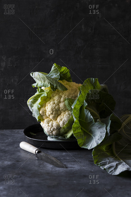 Whole raw cauliflower dark