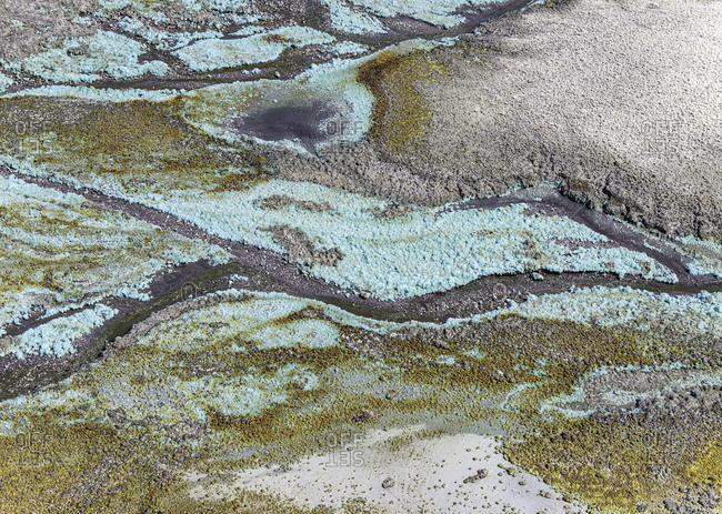 From above blue rusty mountain streaks in Mines of Riotinto Huelva