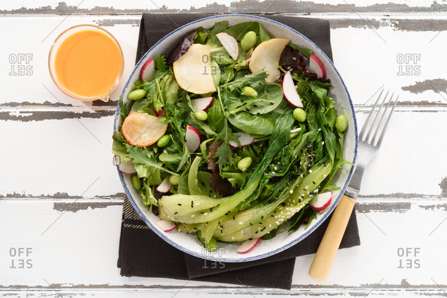 Braised Asian greens salad