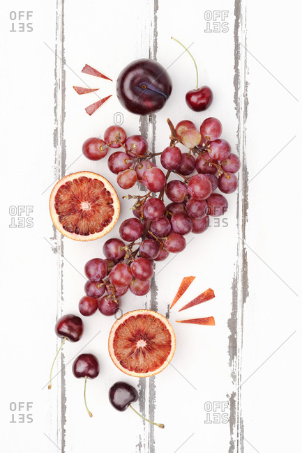 Purple produce on wooden table