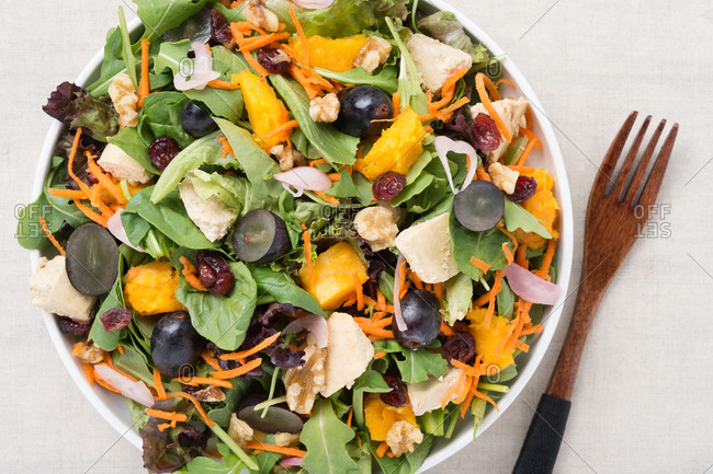 Autumn mixed greens salad