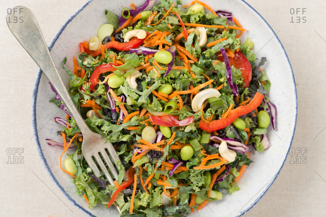 Kale and shredded vegetable salad