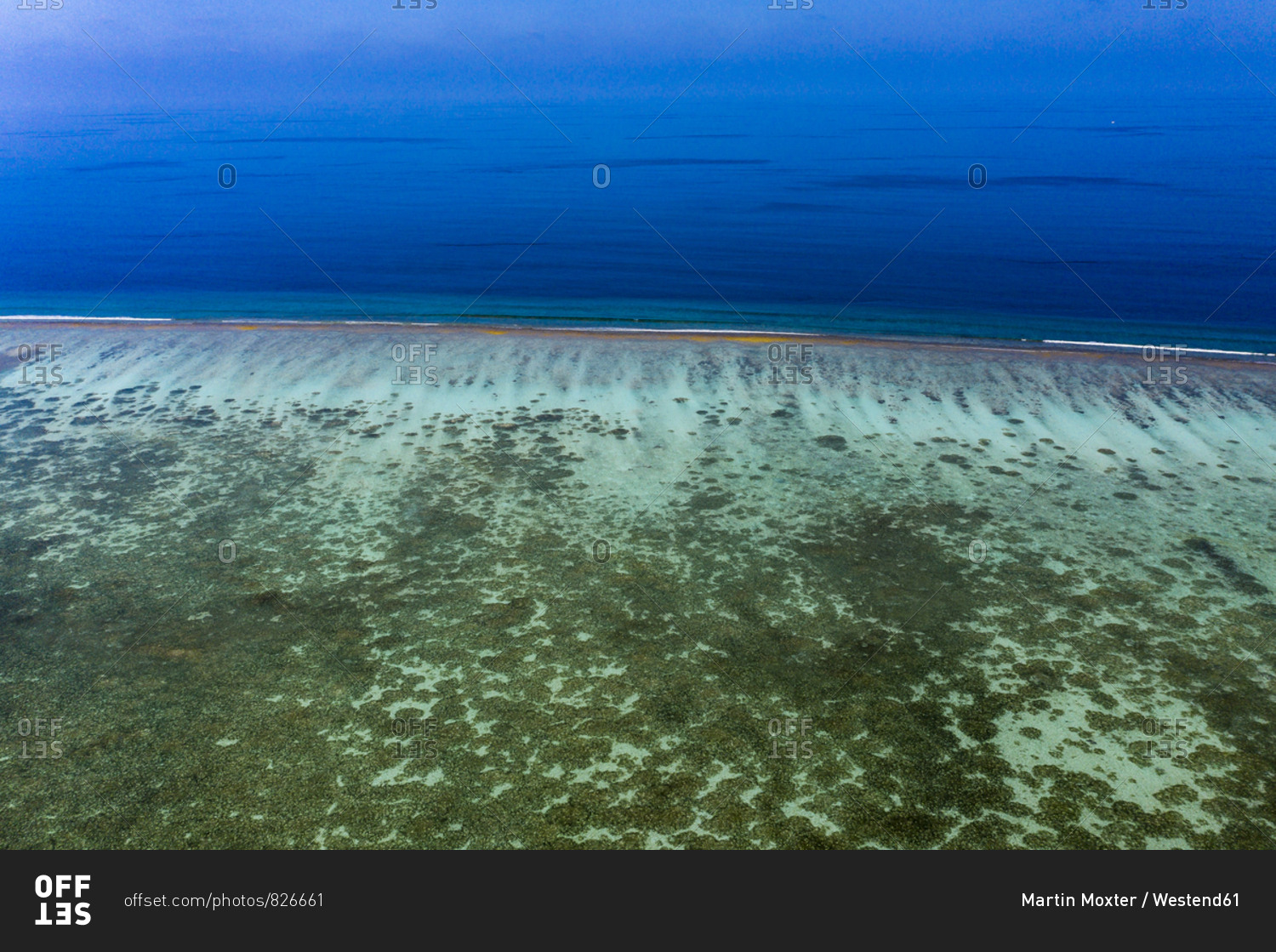 Maldives- South Male Atoll- aerial view of reef of an atoll