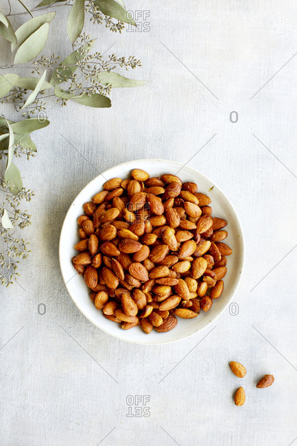 Plate of smoky almonds