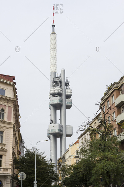 October 26, 2014: The Zizkov Tower in Prague, The Czech Republic.