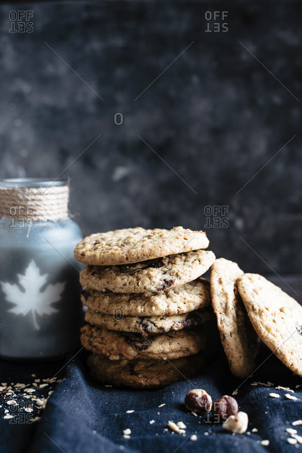 Stack of 8 cookies dark and moody