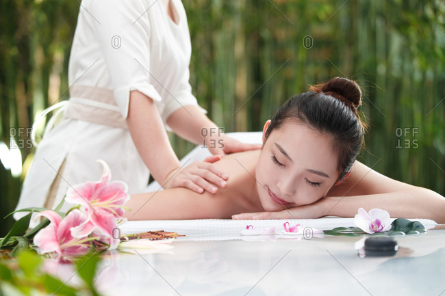 The young woman do spa