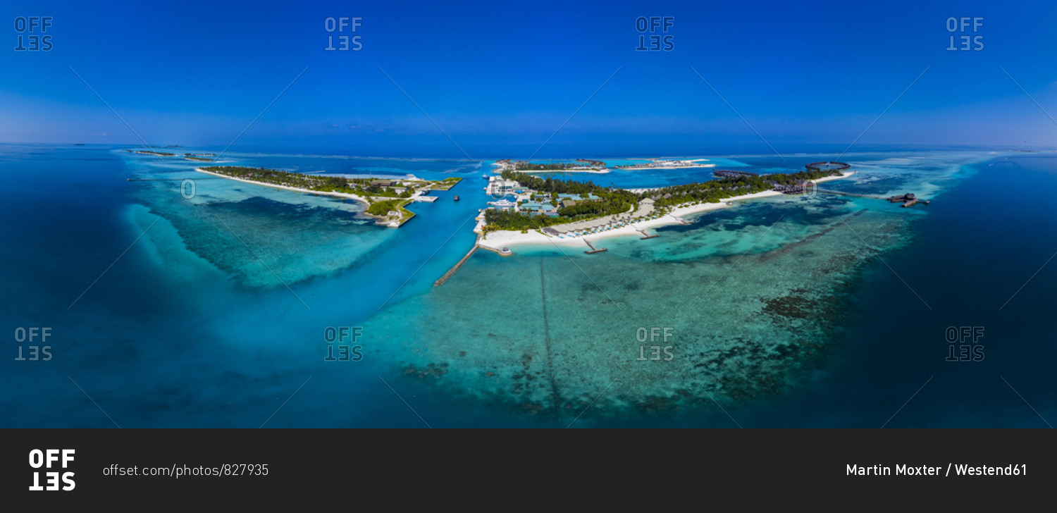 Maldives- South Male Atoll- lagoon of Olhuveli and Bodufinolhu- aerial view