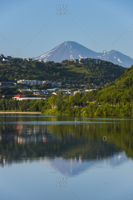 August 22, 2013: Russia- Kamchatka- Petropavlovsk-Kamchatsky- artificial lake in the harbor